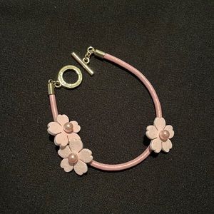 GUERLAIN cherry blossom bracelet in pink leather, gold clasp
